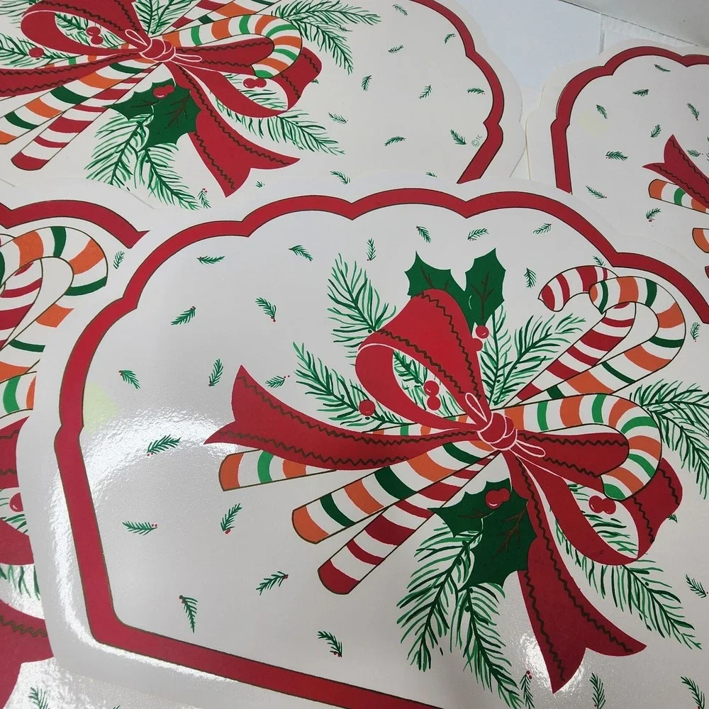 Town & Country Vinyl 1980s Christmas Table Placemats 6- 18